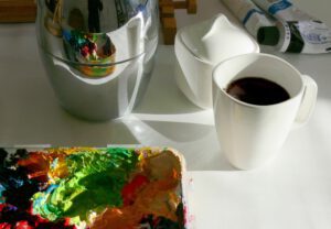 teken en schilderlessen in atelier canvas en coffee
