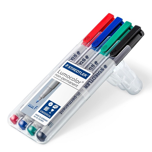 Staedtler Lumocolor NONpermanent pen set 4 kleuren fine Arts and Crafts Holland