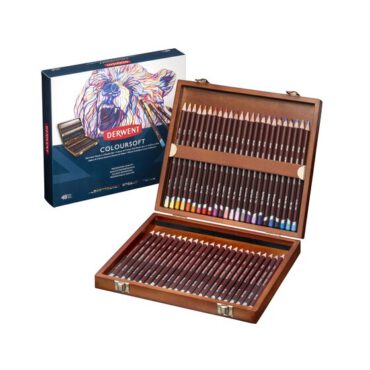 Derwent Coloursoft kleurpotloden - set 48 kleuren houten kist