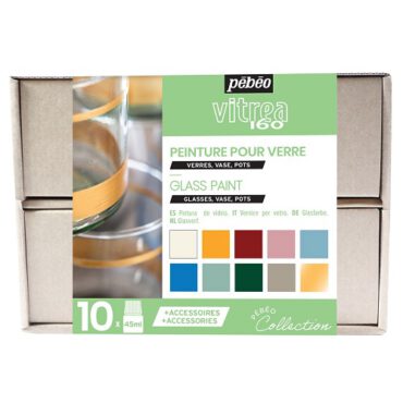 Pebeo Vitrea glasverf SET 10x45ml + Accessoires