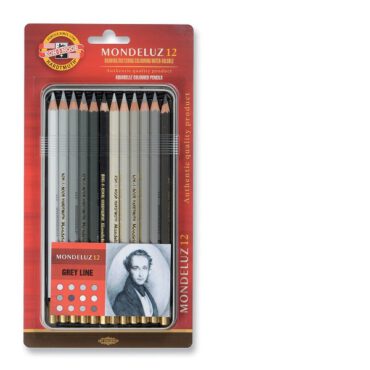 Koh I Noor Mondeluz GOLD aquarelpotlood - SET 12 Grijstinten