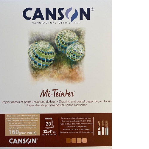 Canson Mi-Teintes pastelblok 160 gram 4 kleuren 32x41cm - Bruintinten