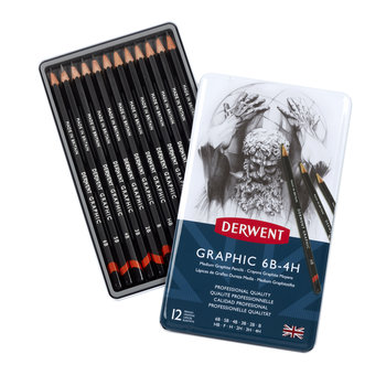Derwent Graphic - SET 12 grafietpotloden MEDIUM 6B-4H