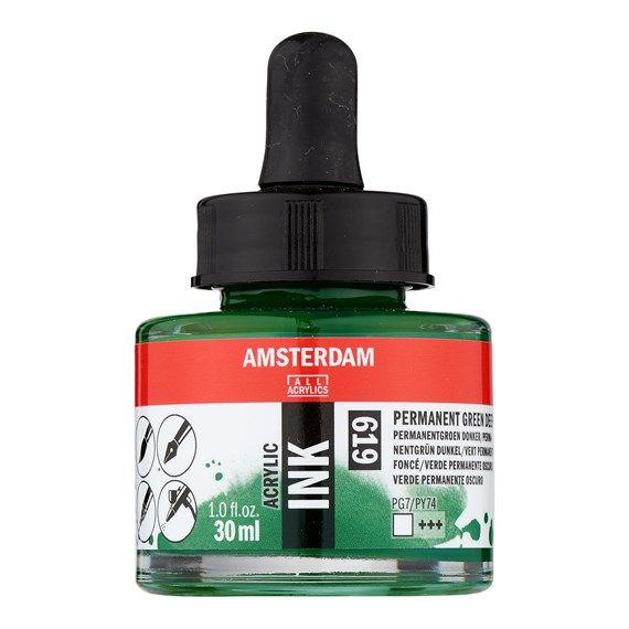 Amsterdam acryl Inkt 30ml 619 permanentgroen donker