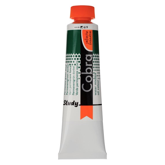 Cobra Study Watervermengbare olieverf 40ml – 619 Permanentgroen Donker
