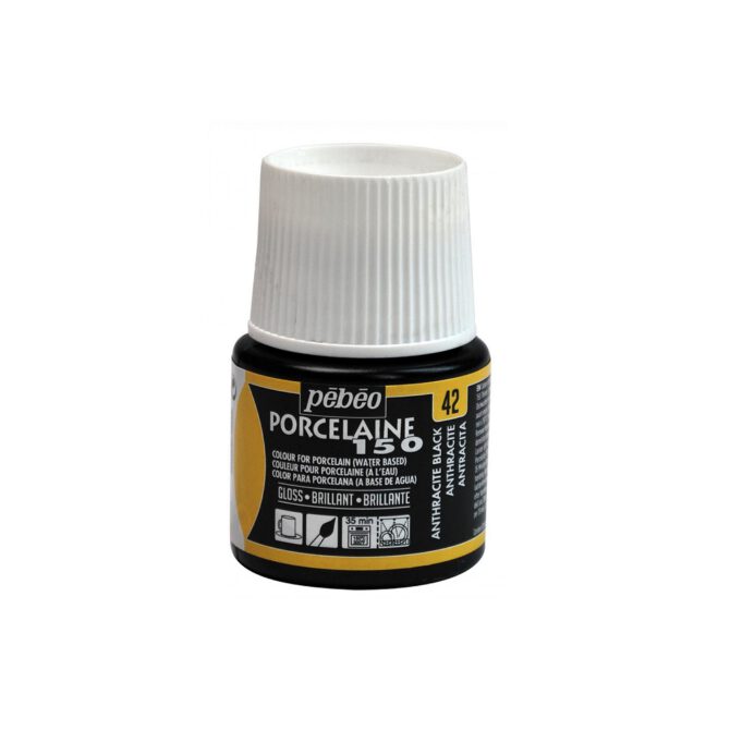 Pebeo Porcelaine 150 Porseleinverf 45ml - 42 Anthracite Black