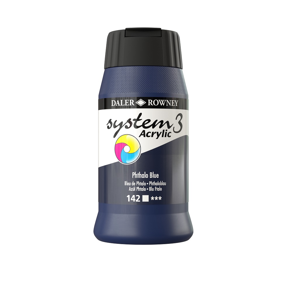 SYSTEM 3 ACRYLVERF Pot 500ml - NO.142 PHTHALO BLUE (PHTHALOCYANINE)