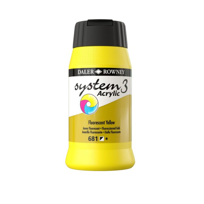 SYSTEM 3 ACRYLVERF Pot 500ml - NO.681 FLUORESCENT YELLOW