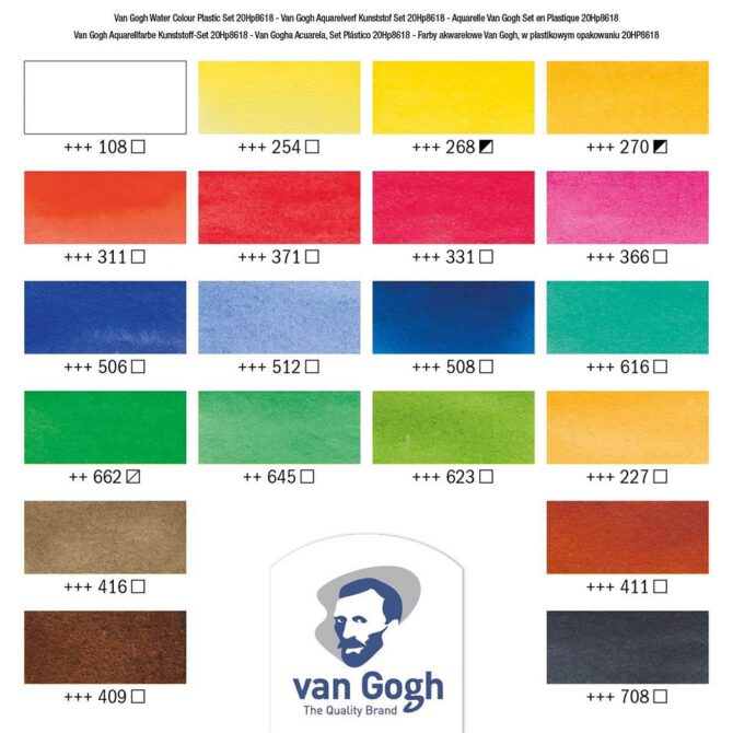 Van Gogh Aquarel Painting Box - SET 18x 1/2 napjes + 2x Tube 10ml