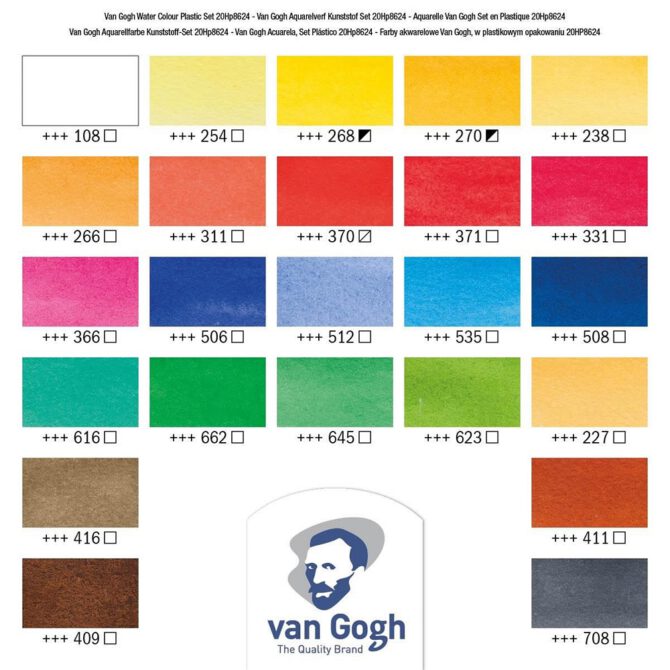 Van Gogh Aquarel Painting Box - SET 24x 1/2 napjes