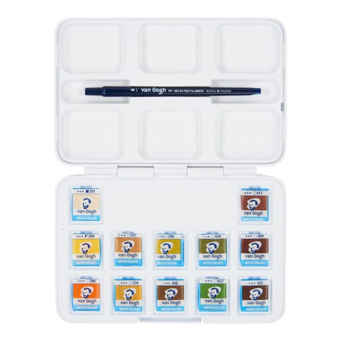 Van Gogh Aquarel Pocket Box - SET 12x 1/2 napjes NATUURTINTEN