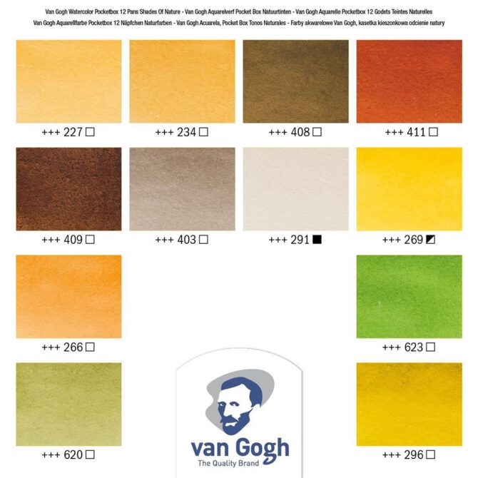 Van Gogh Aquarel Pocket Box - SET 12x 1/2 napjes NATUURTINTEN