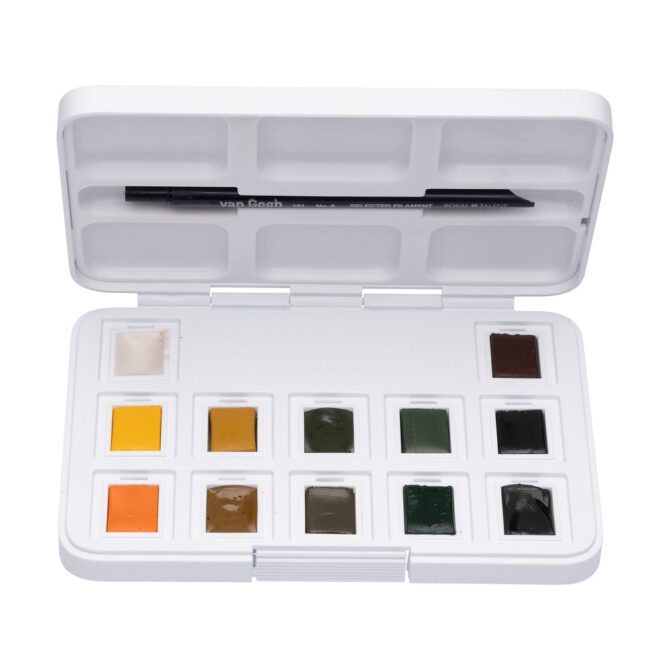 Van Gogh Aquarel Pocket Box - SET 12x 1/2 napjes NATUURTINTEN