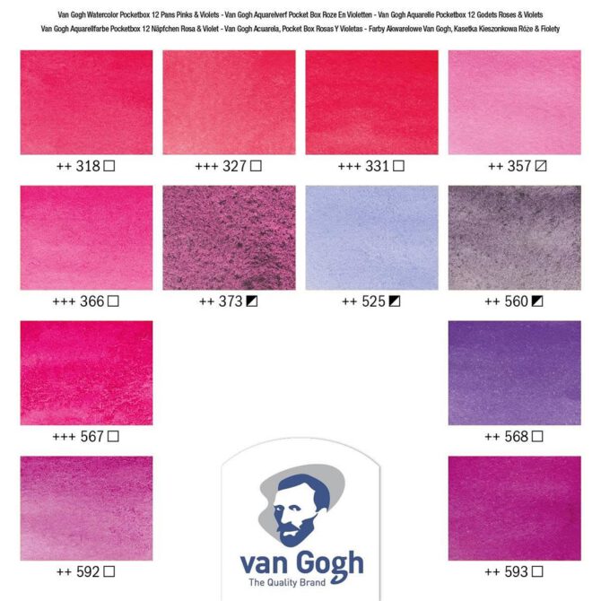 Van Gogh Aquarel Pocket Box - SET 12x 1/2 napjes ROZE&VIOLETTEN