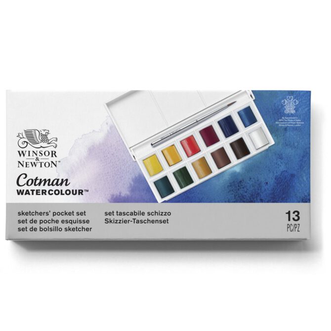 W&N Cotman Sketchers Pocket Box aquarelset 12 halve napjes