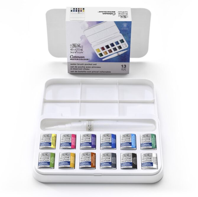 W&N Cotman Watercolour - Brush Pen Set 12 halve napjes