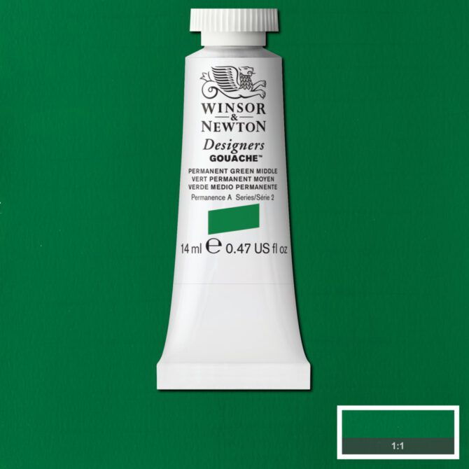 W&N Designers Gouache tube 14ml - 484 Permanent Green Middle (s2)