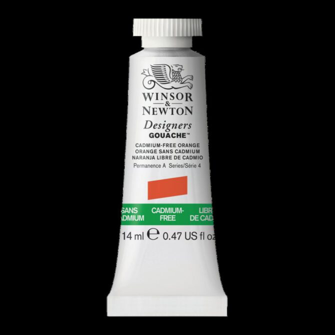 W&N Designers Gouache tube 14ml - 899 Cadmium FREE Orange (s4)