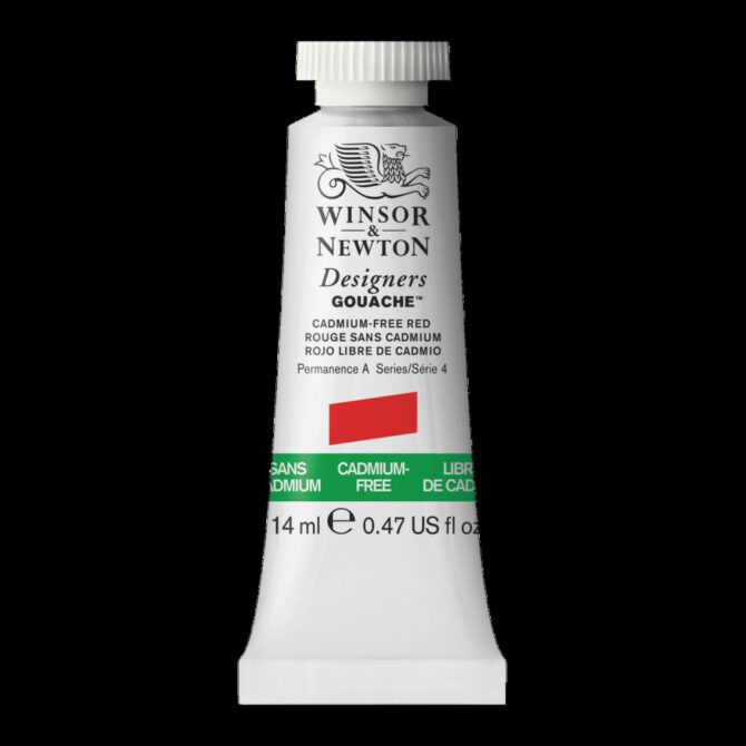 W&N Designers Gouache tube 14ml - 901 Cadmium FREE Red (s4)