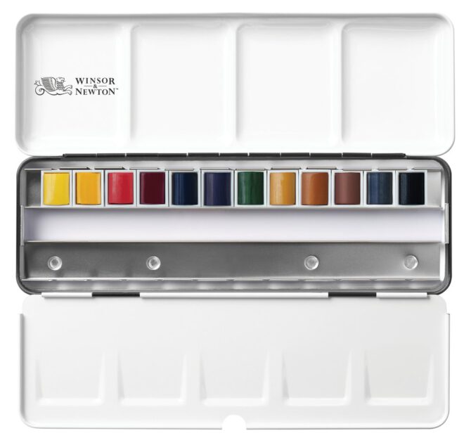 W&N Professional Watercolour - Black Box 12 halve napjes