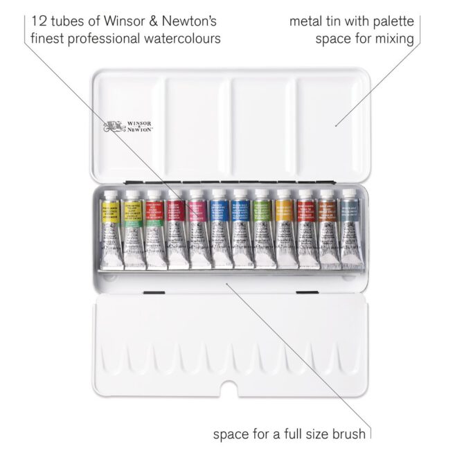 W&N Professional Watercolour - Lightweight Sketchers' Box 12 tubes