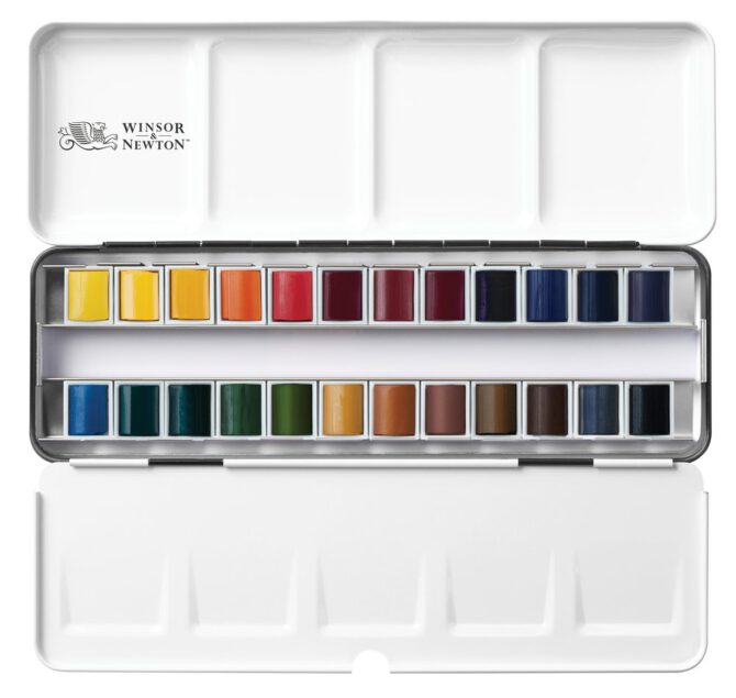 W&N Professional Watercolour - Lightweight Sketchers' Box 24 halve napjes