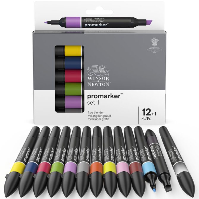 W&N Promarker - SET 12 + 1 basiskleuren (SET 1)