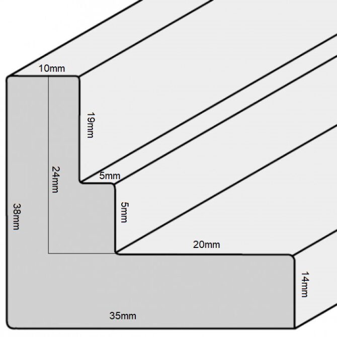 Baklijst met trap WIT - 20x50cm