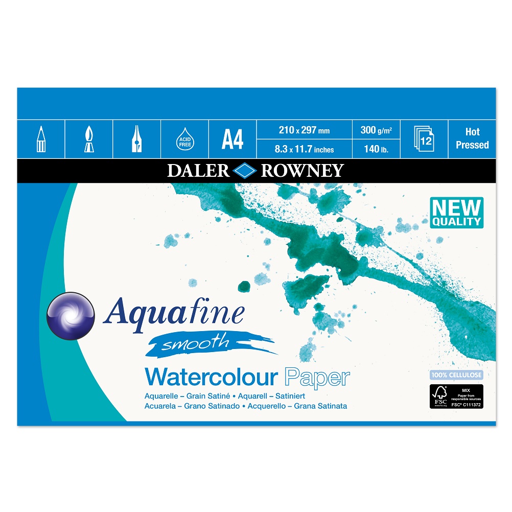 DR AQUAFINE Smooth aquarelpapier 300gram 12vel - Blok A4