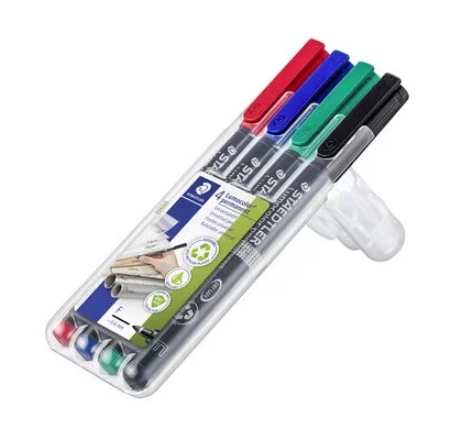 Staedtler Lumocolor permanent pen set 4 kleuren - fijn