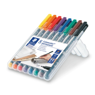 Staedtler Lumocolor permanent pen set 8 kleuren - fine 0,6mm