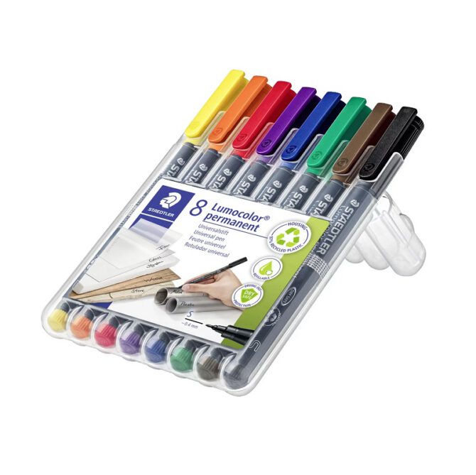 Staedtler Lumocolor permanent pen set 8 kleuren - Superfijn 0,4mm
