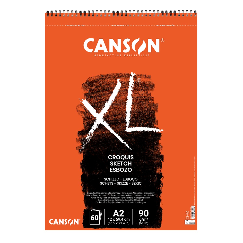Canson Croquis XL schetsalbum 90gram A2 - spiraal korte zijde