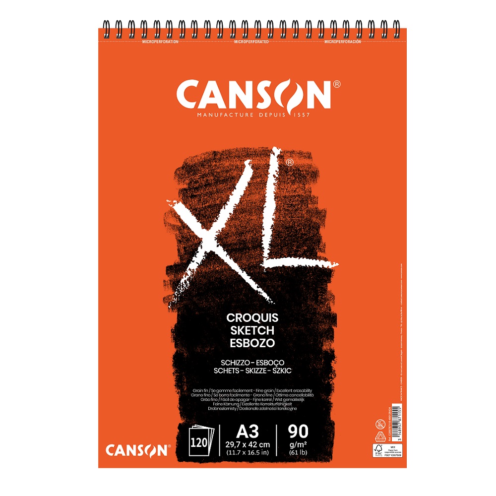 Canson Croquis XL schetsalbum 90gram A3 - spiraal korte zijde