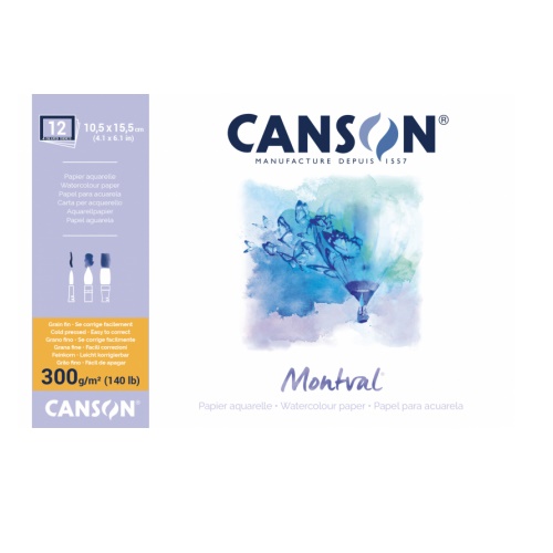 Canson Montval aquarel blok 10,5x15,5cm 300gr 12 vel