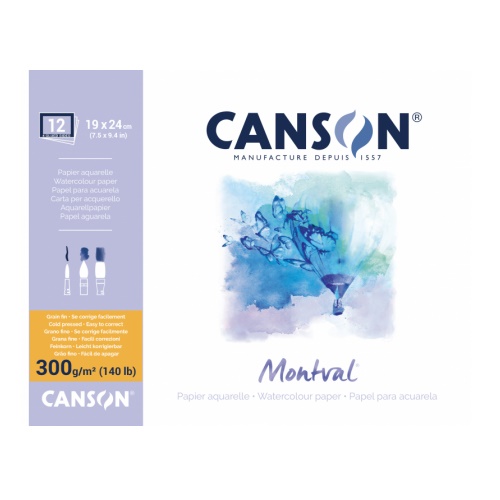 Canson Montval aquarel blok 19x24cm 300gr 12 vel