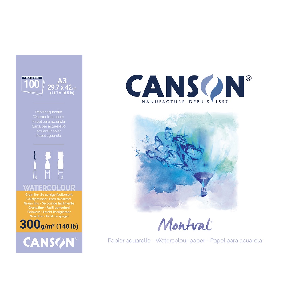 Canson Montval aquarelblok 300gram 100 VEL - A3 formaat