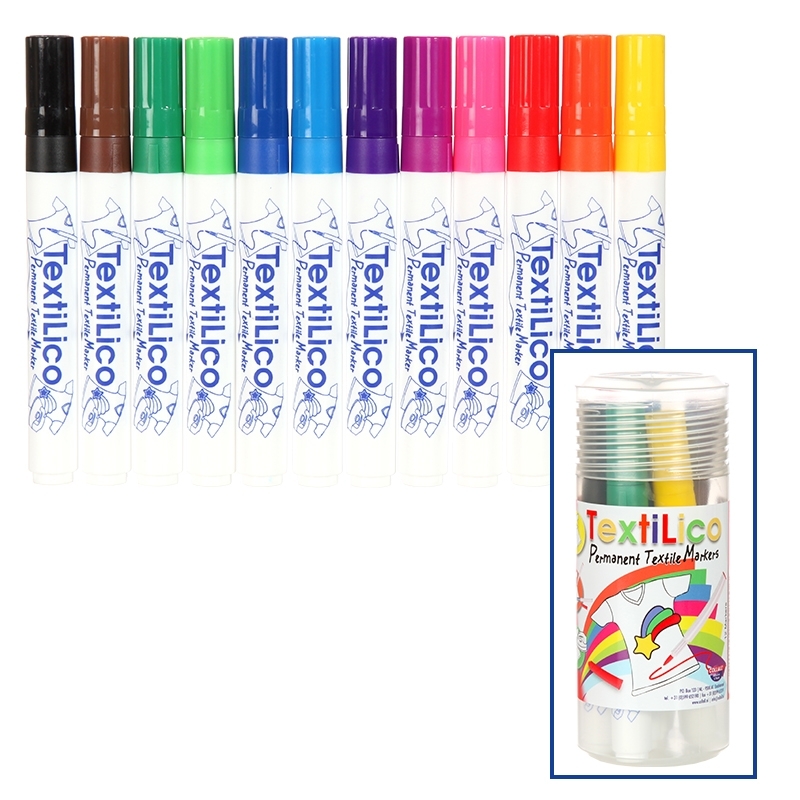 Collall Textilico Permanent Textle Markers - SET 12 kleuren