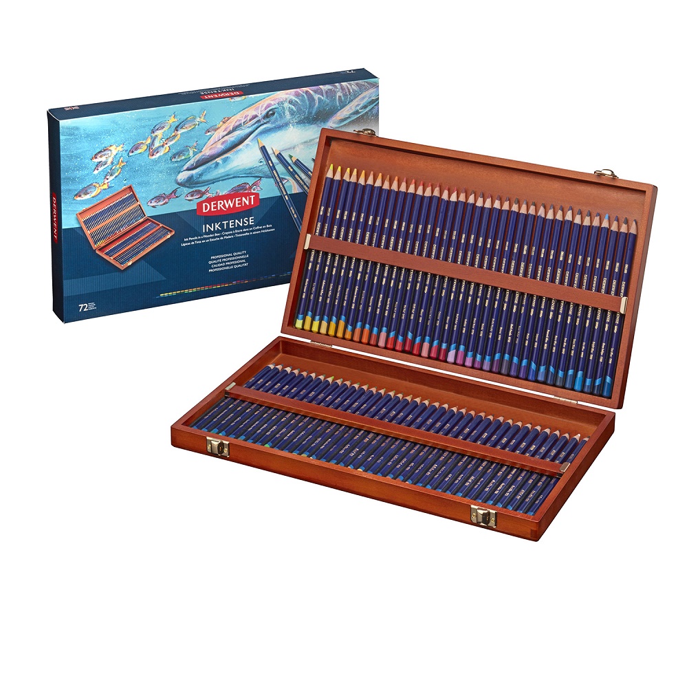 Derwent Inktense potloden - set 72 kleuren houten kist AANBIEDING