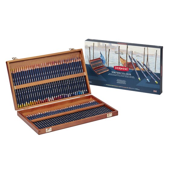 Derwent Watercolour potloden - set 72 kleuren houten kist AANBIEDING