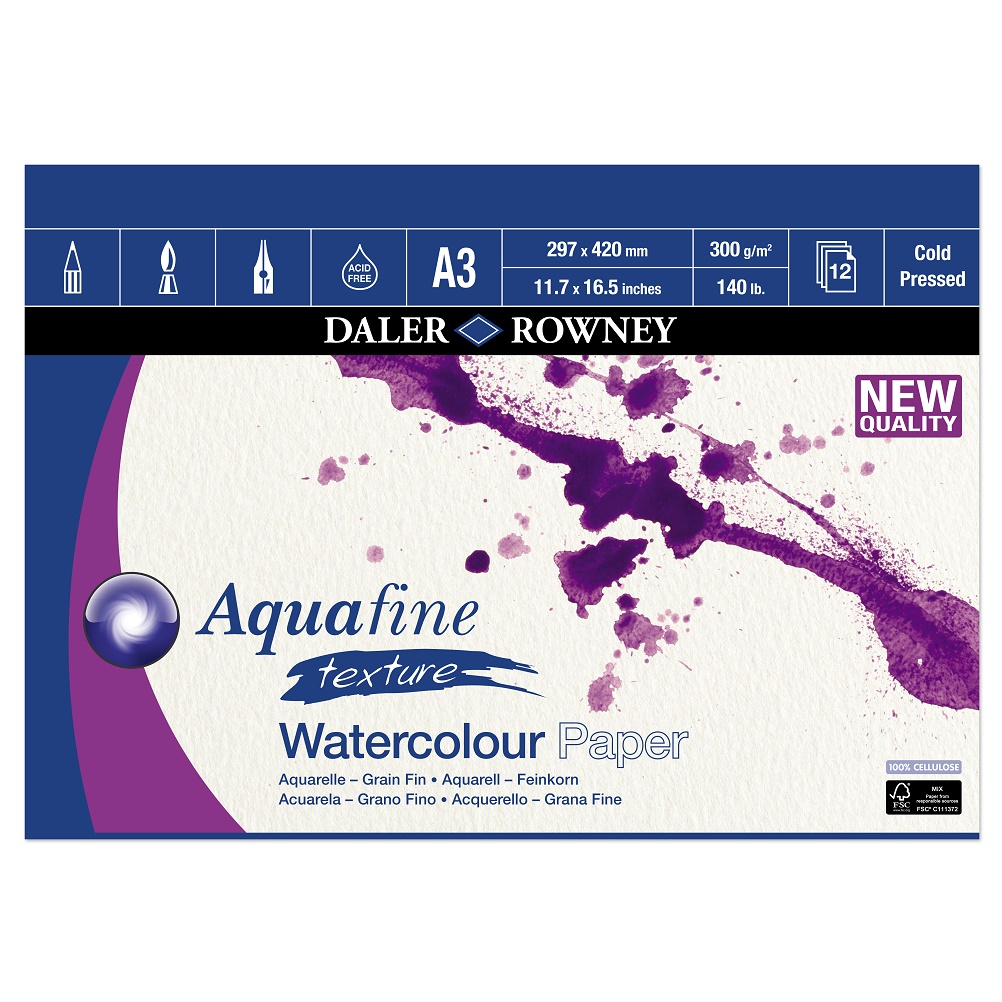 DR AQUAFINE Texture aquarelpapier 300gram 12vel - Blok A3