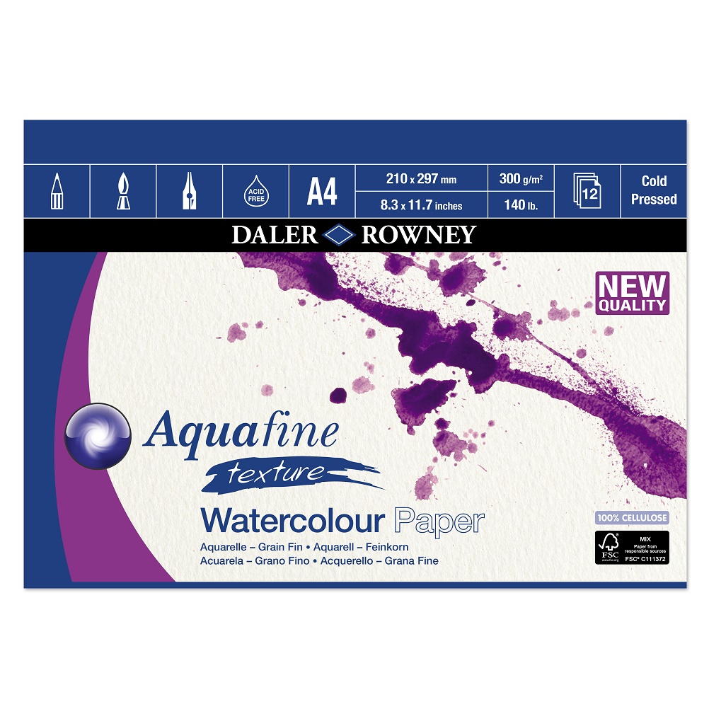 DR AQUAFINE Texture aquarelpapier 300gram 12vel - Blok A4