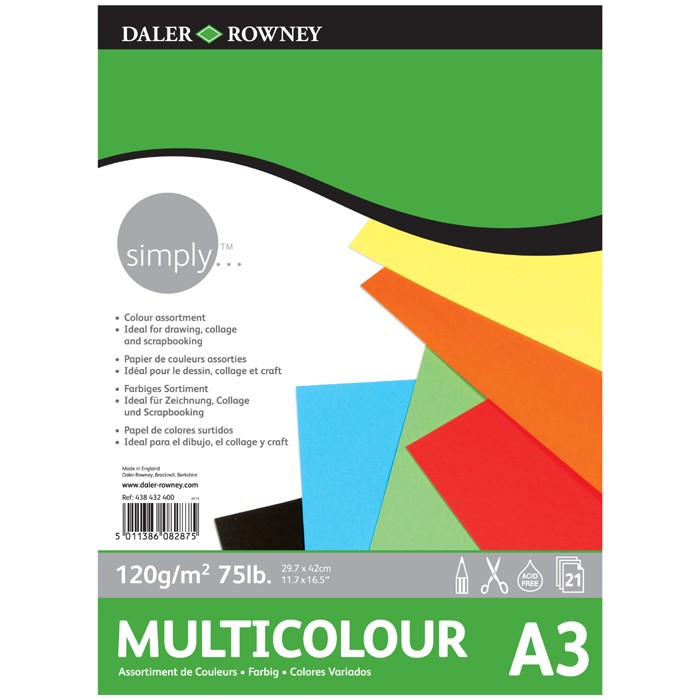 DR Simply Multicolour papier 120gram 21vel - Blok A3