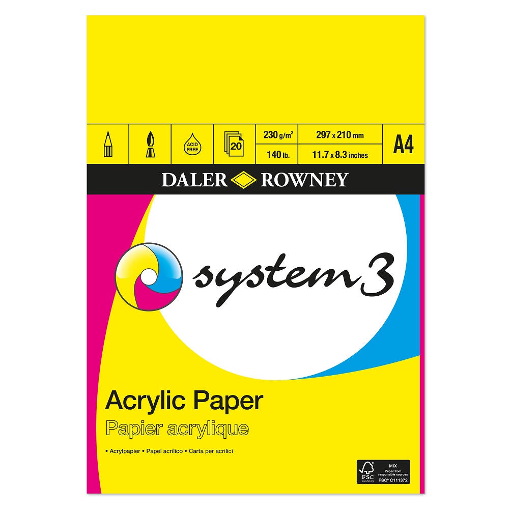 DR System 3 Acrylpapier 230gram 20vel - Blok A4-formaat