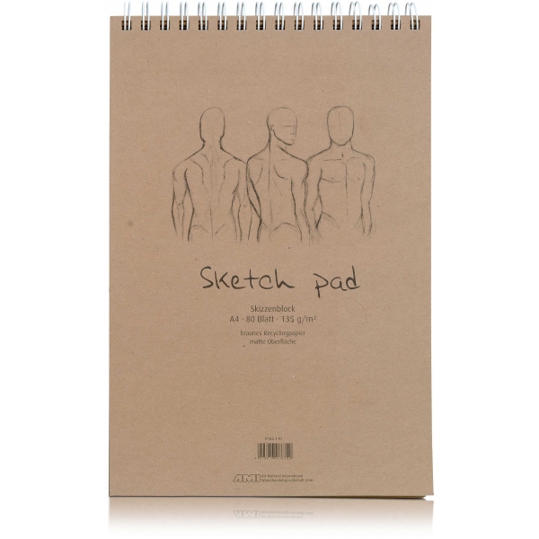 Sketch Pad, matbruin, 135gram, 80vel, A4-formaat