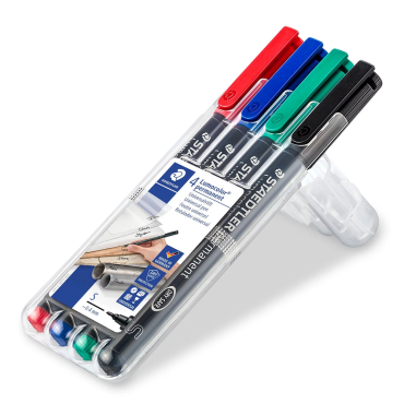 Staedtler Lumocolor permanent pen set 4 kleuren - superfijn