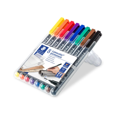 Staedtler Lumocolor permanent pen set 8 kleuren - medium