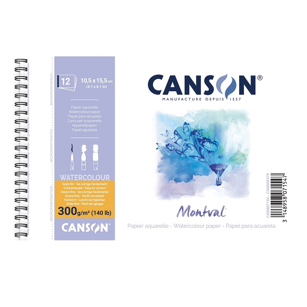 Canson Montval aquarel ringband 10,5x15,5cm 300gr 12 vel