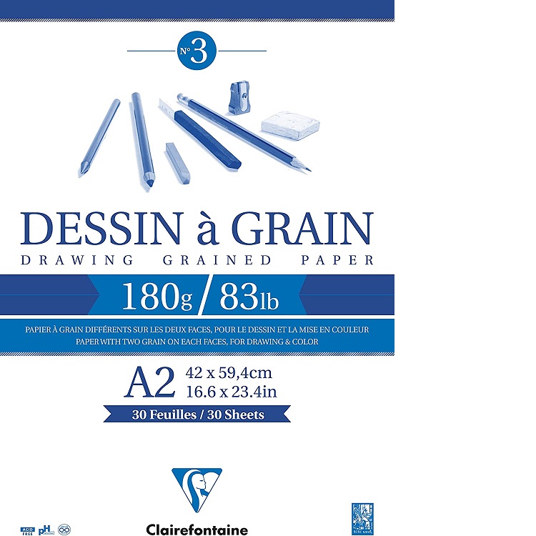 Clairefontaine Dessin Grain Tekenblok 180gram 30vel - A2