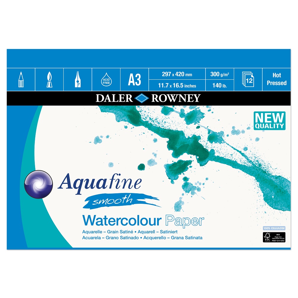 DR AQUAFINE Smooth aquarelpapier 300gram 12vel - Blok A3